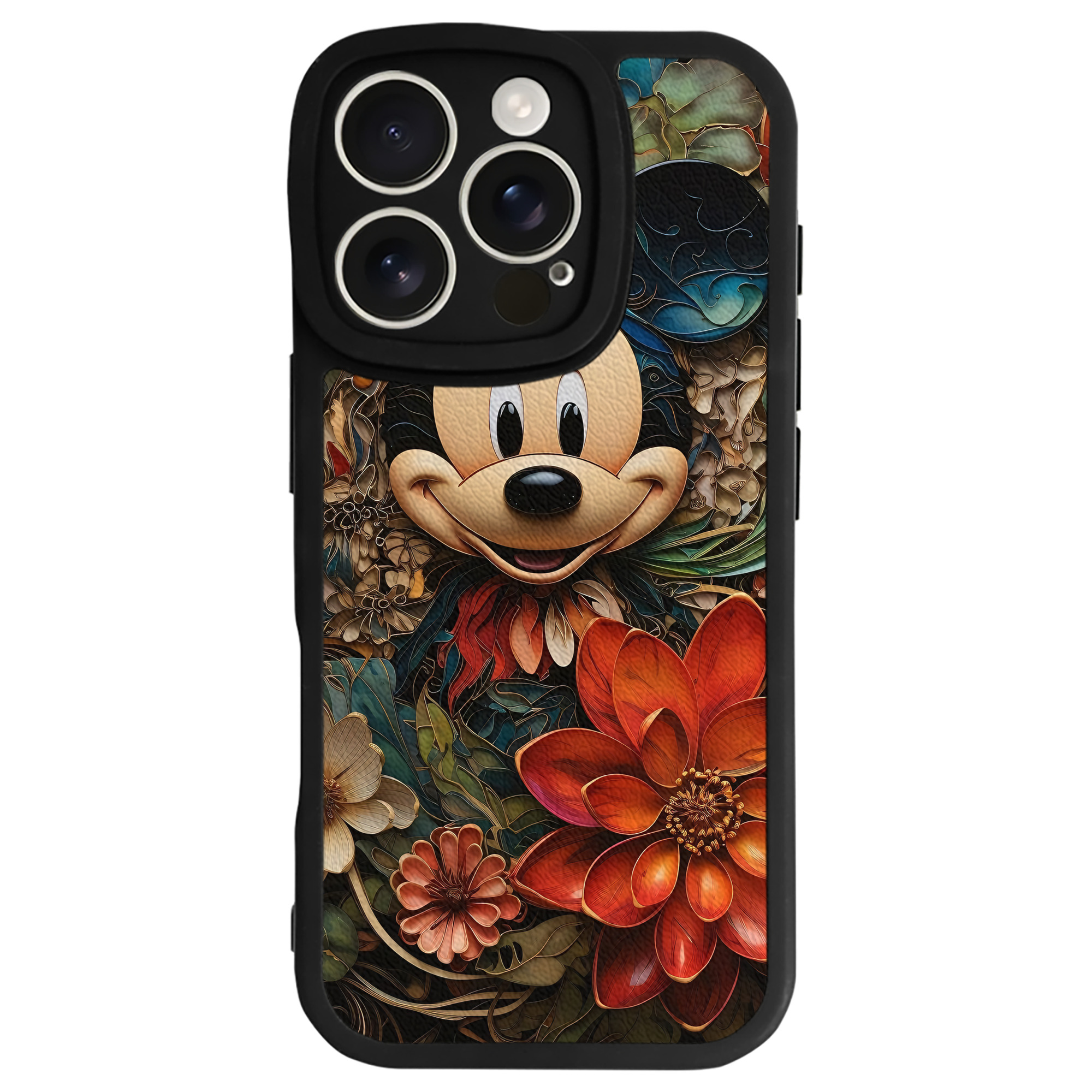 （画像用） ミッキーマウス Mickey Mouse 【iPhone 16シリーズ対応】シリコンスマホケース（レザー調） 材質：シリコン